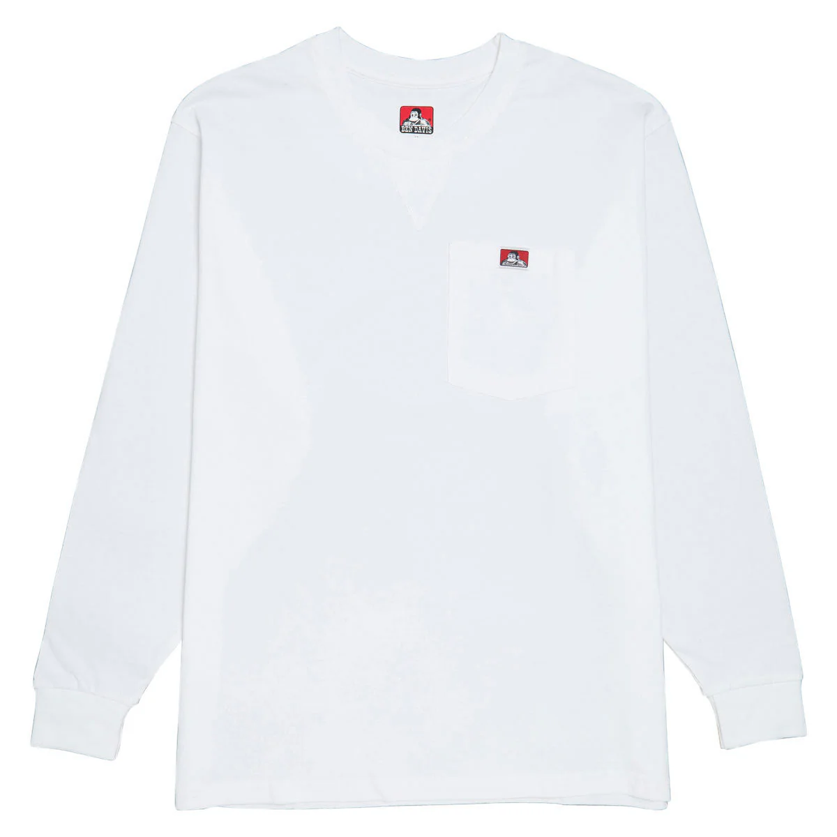 Ben Davis Heavy Duty Long Sleeve Pocket T-Shirt - White
