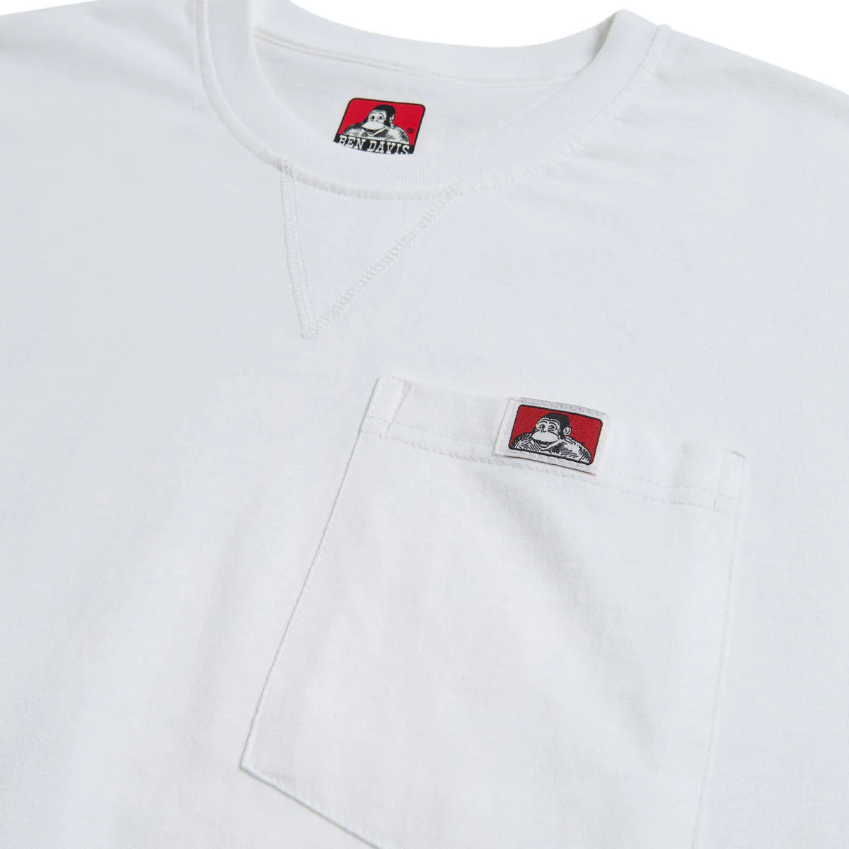 Ben Davis Heavy Duty Long Sleeve Pocket T-Shirt - White - Image 3