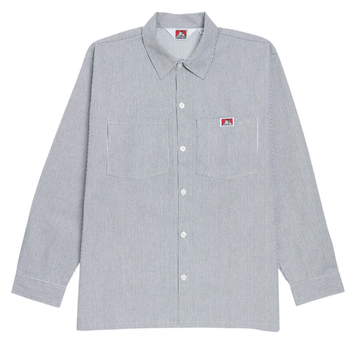 Ben Davis Long Sleeve Stripe Polyblend Shirt - Hickory