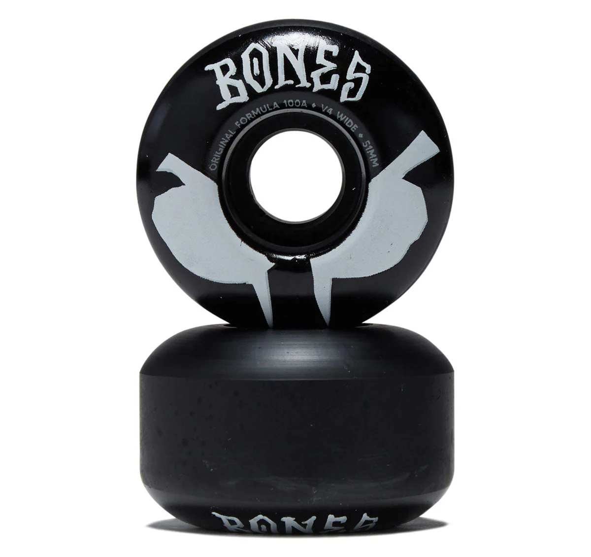 Bones 100s Wides 100a V4 Wide Skateboard Wheels - Black 2026 - 51mm - Image 2
