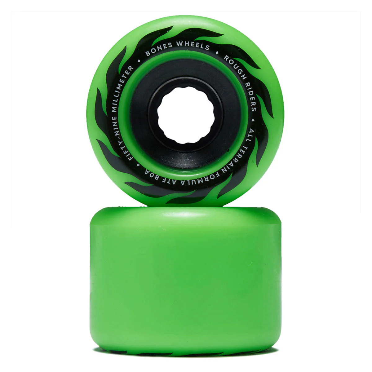 Bones ATF Rough Riders Eternal Flame 80a Skateboard Wheels - Green - 59mm - Image 2