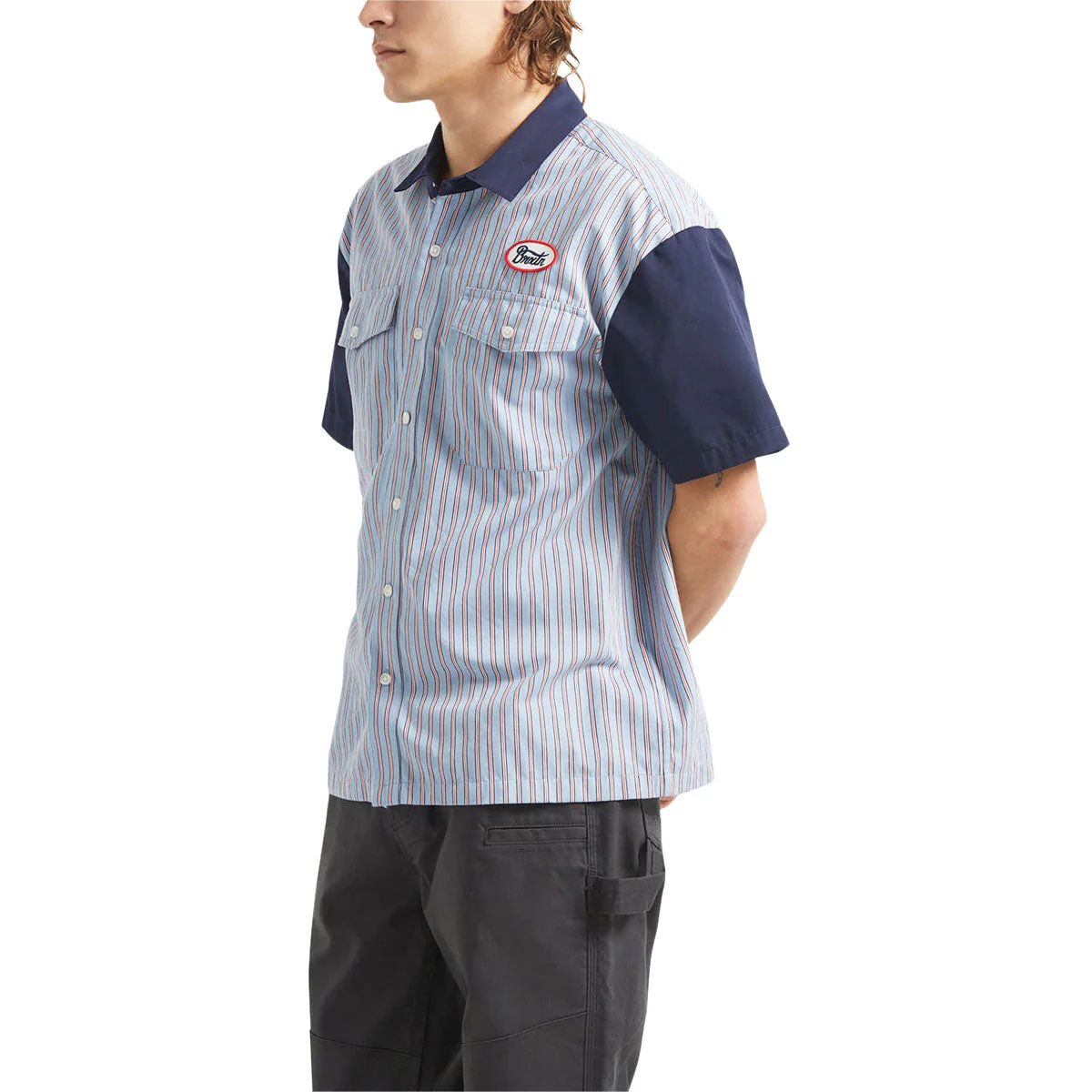 Brixton Builders Olson Shirt - Blue Aura Stripe - Image 3