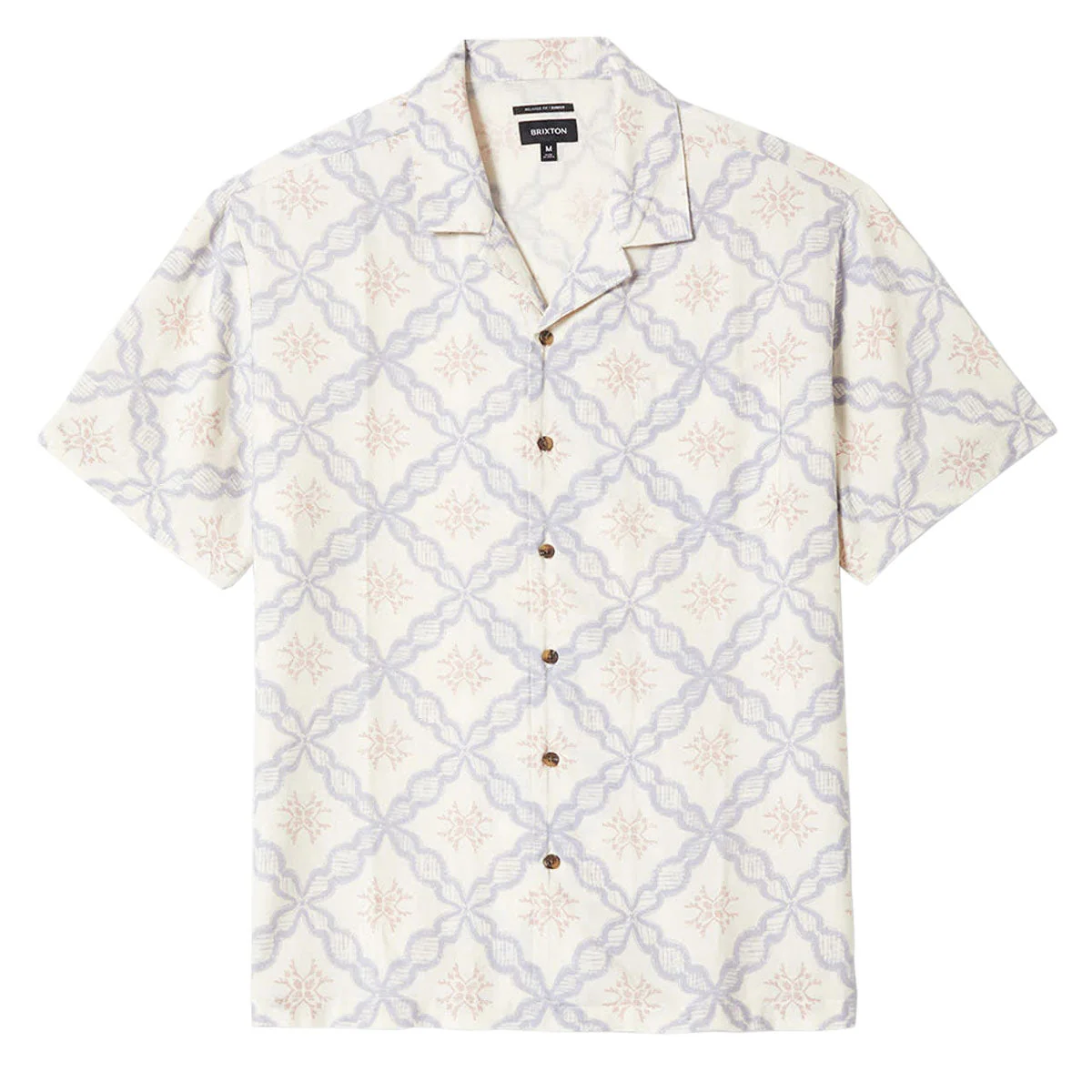Brixton Bunker Slub Shirt - Off White/Blue Tile - Image 4