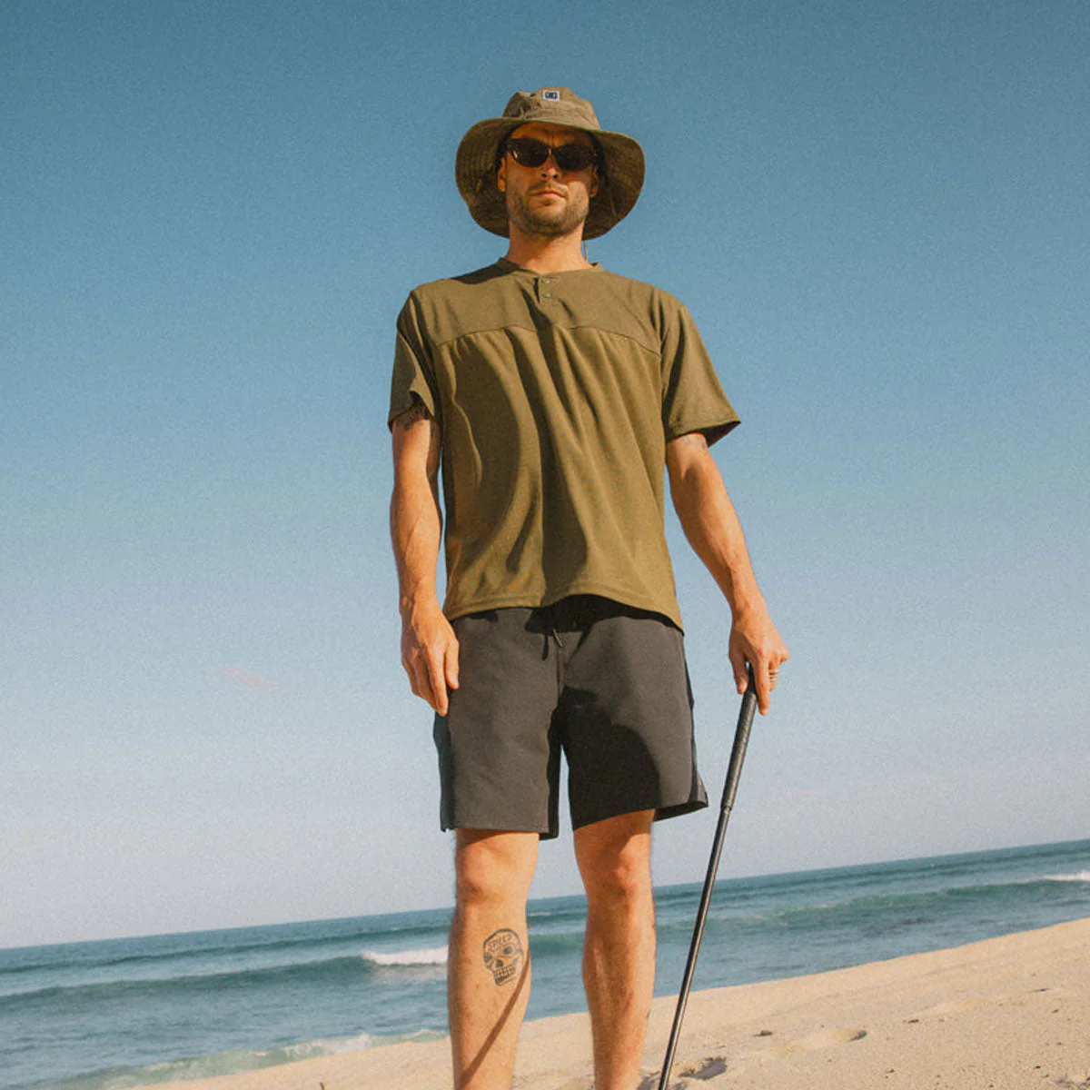 Brixton Journey Henley Shirt - Dark Olive - Image 5