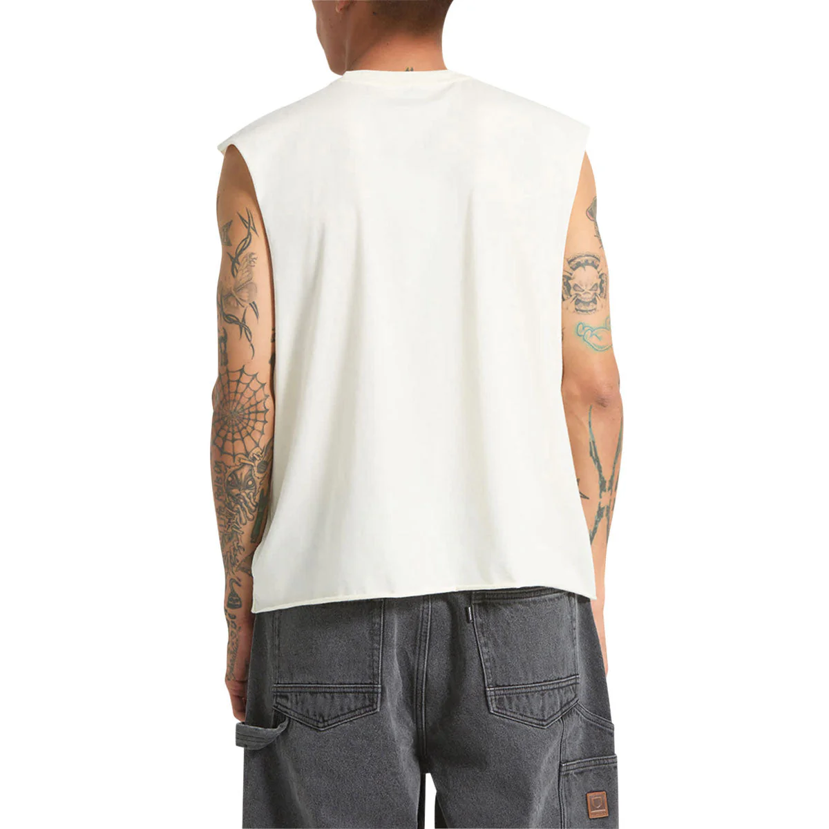 Brixton Wolcott Worn In Boxy Muscle Tank Top - Off White - Image 4