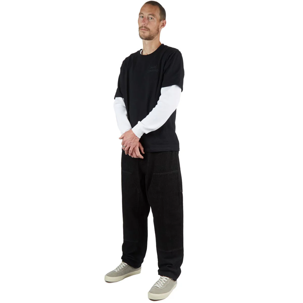 CCS 4x4 Reinforced Baggy Taper Denim Jeans - Black - Image 3