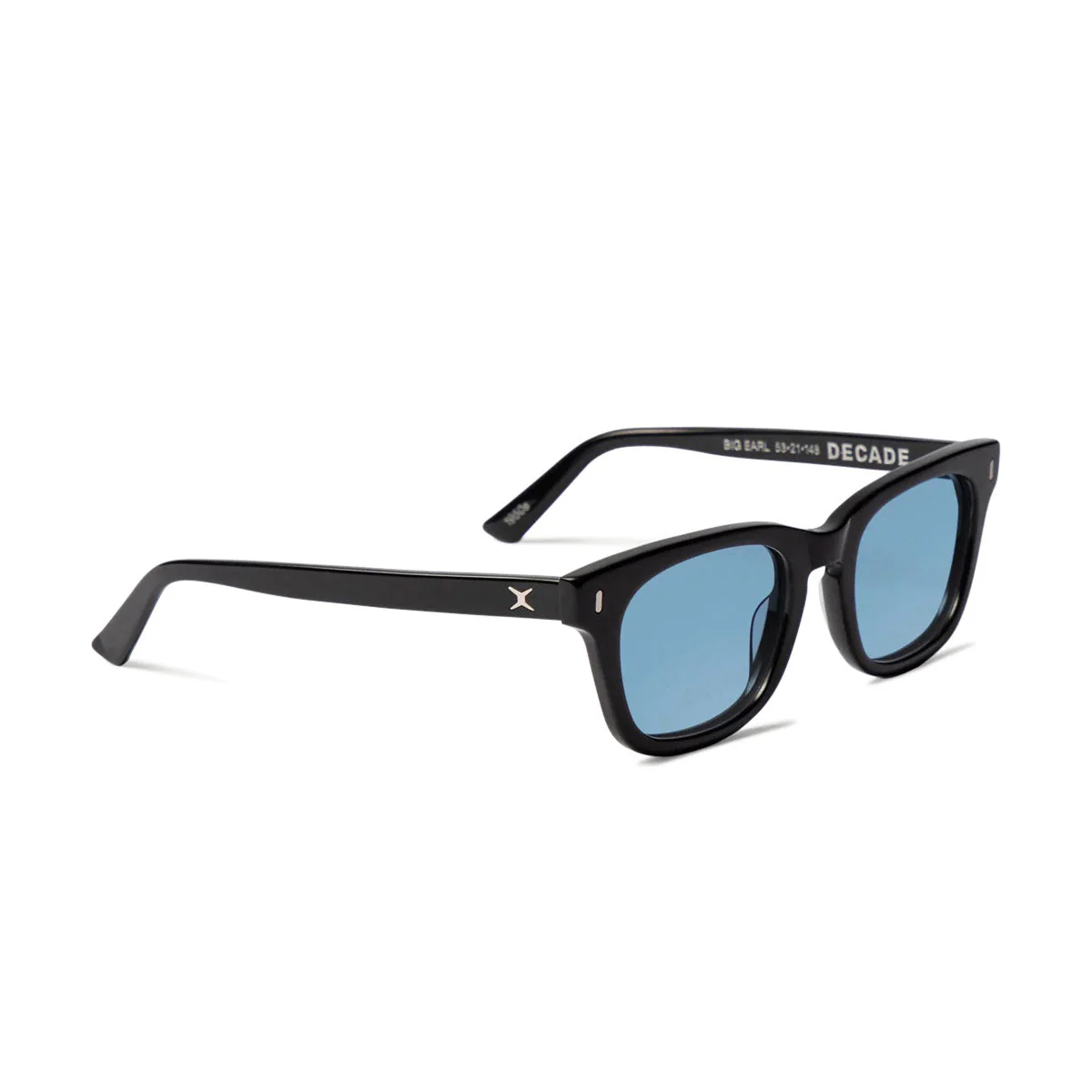 Decade Big Earl 50s Sunglasses - Gloss Black Acetate/Blue CR-39