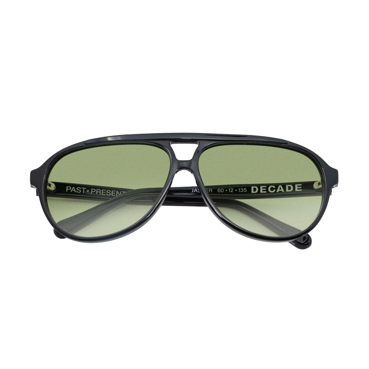 Decade Jasper 80s Sunglasses - Gloss Black Acetate/Green CR39 - Image 4