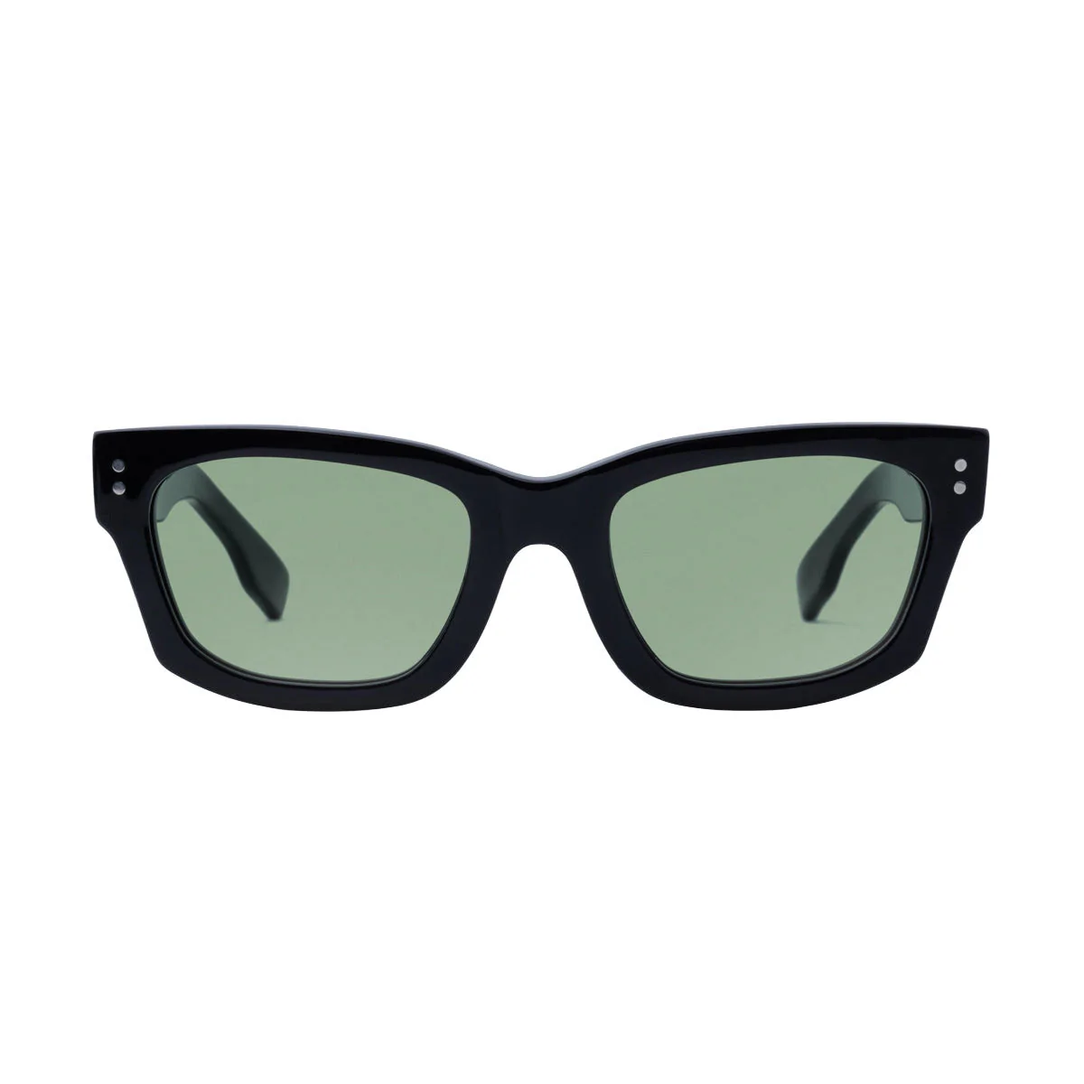 Decade Milton 60s Sunglasses - Gloss Black Acetate/Green CR39 - Image 2
