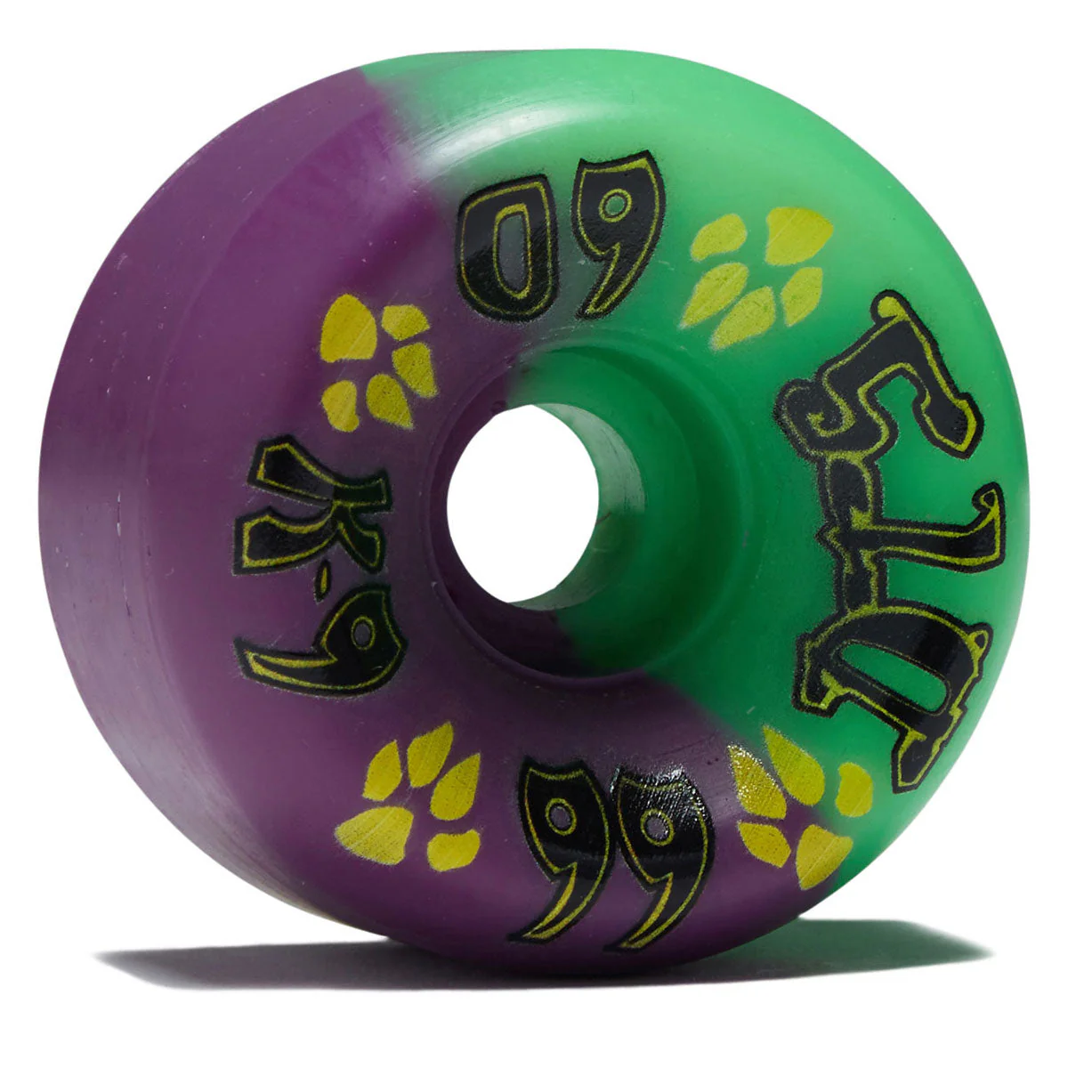 Dogtown K-9 80s 99a Skateboard Wheels - Neon Green/Neon Purple - 60mm