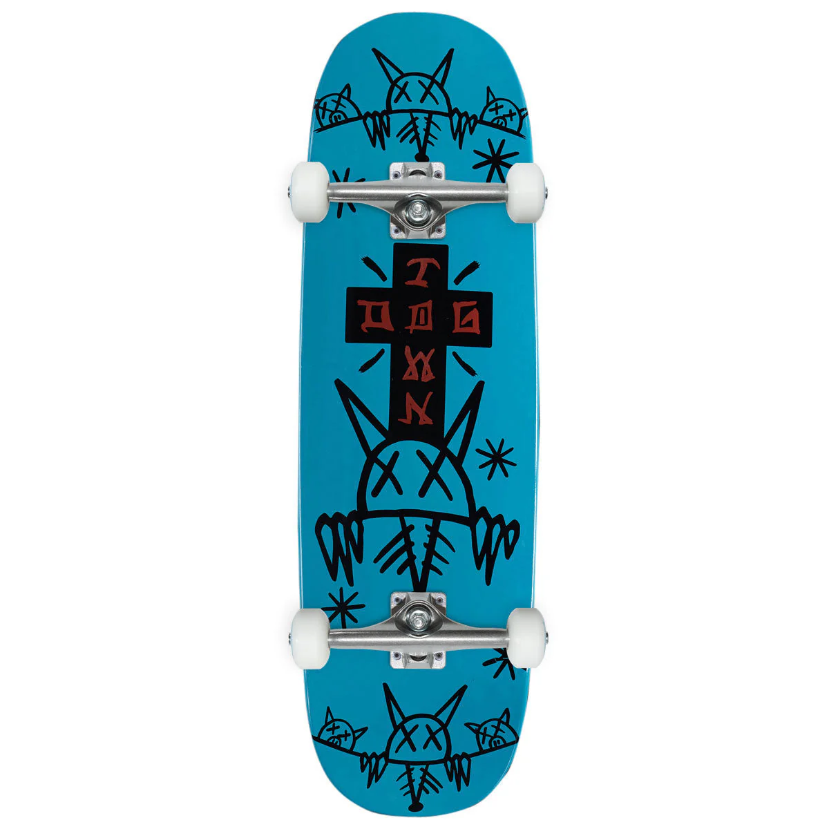 Dogtown Rat Face 2 Square Egg Skateboard Complete - Neon Blue - 9.383"