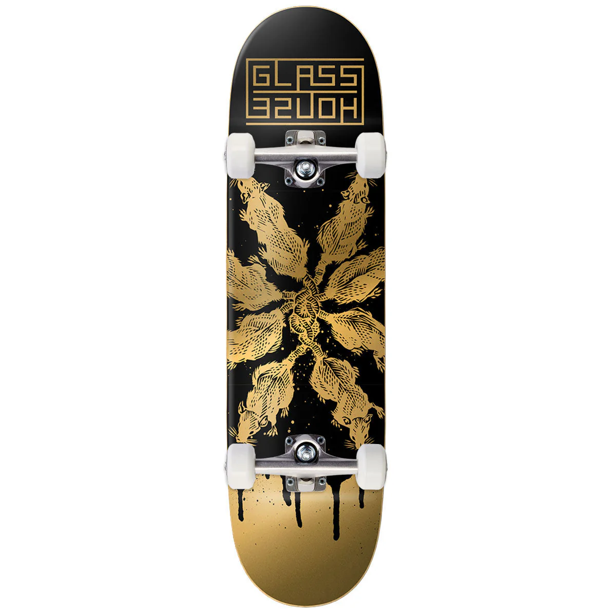 Glass House Rats Skateboard Complete - Black/Gold - 9.00"