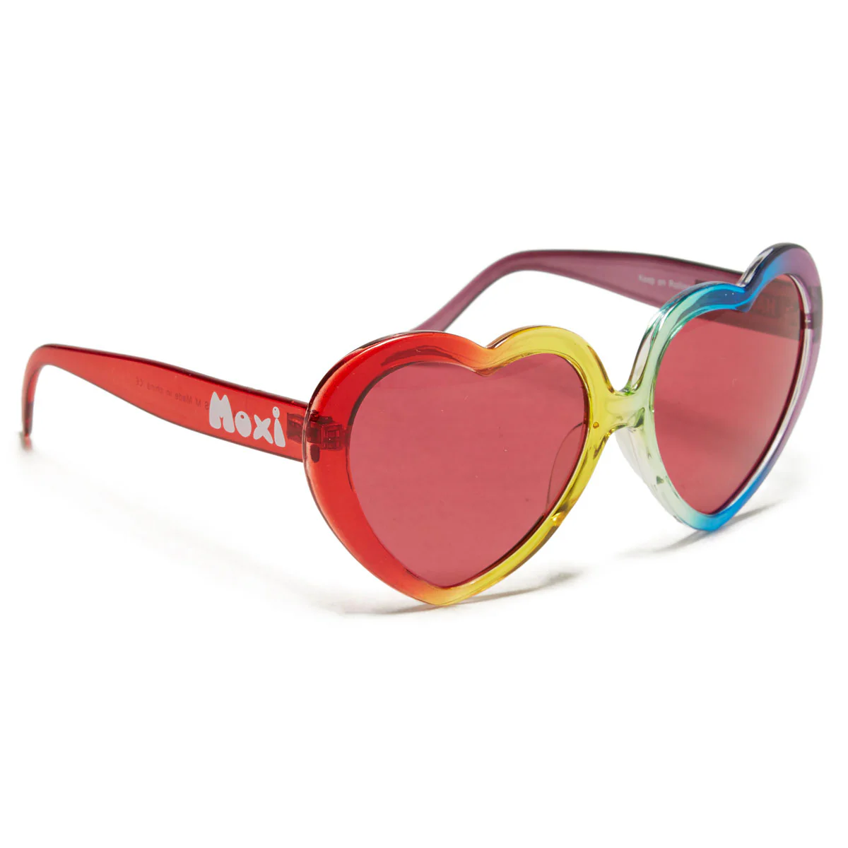 Happy Hour Heart On Sunglasses - Rainbow Fade/Red Moxi