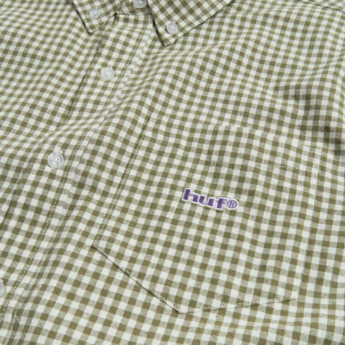 HUF 89 Micro Gingham Oxford Shirt - Natural - Image 3