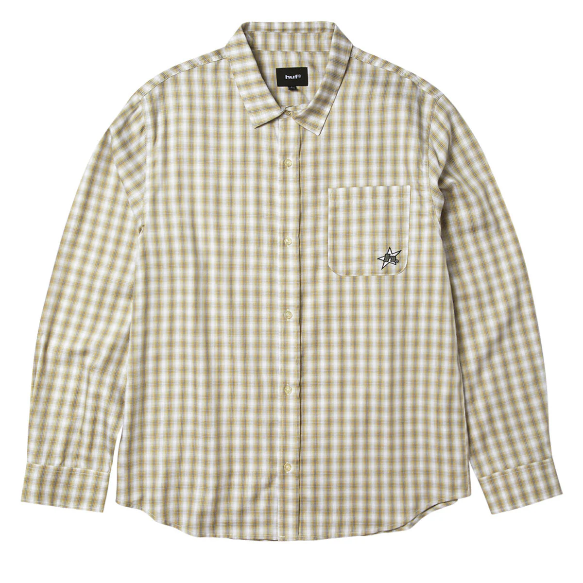 HUF H Star Long Sleeve Plaid Shirt - Putty