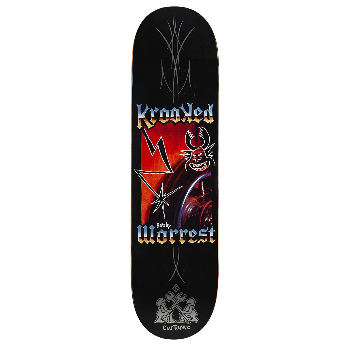 Krooked Worrest Chrome Zone Twin Tail Skateboard Deck - Black - 8.30"
