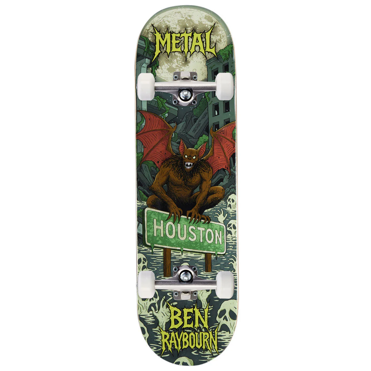 Metal Ben Raybourn Houston Bat Skateboard Complete - 8.60"