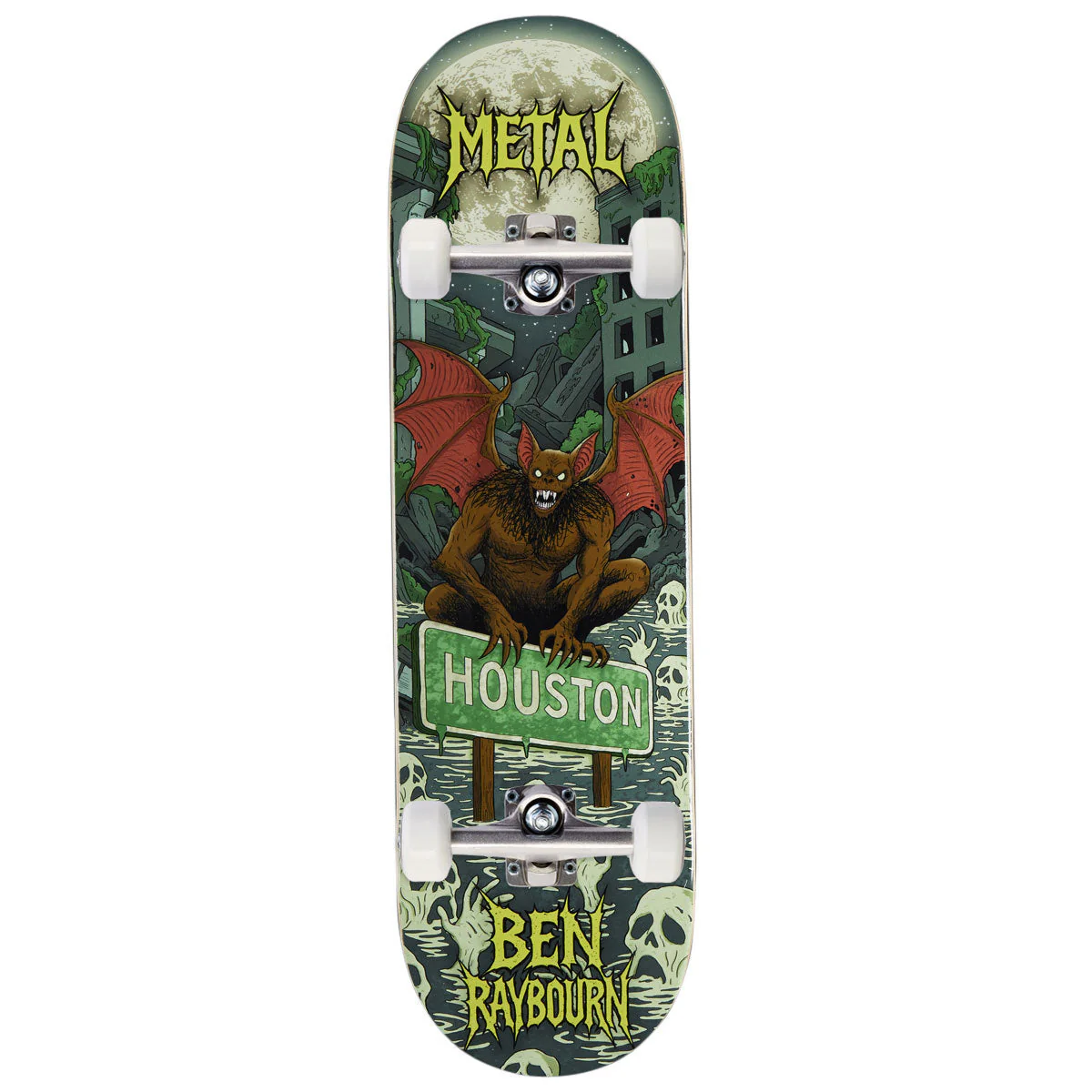 Metal Ben Raybourn Houston Bat Skateboard Complete - 8.80"