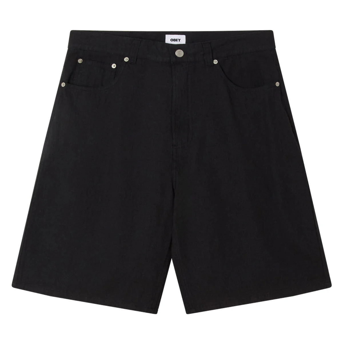 Obey Baggy Linen Devin Shorts - Black