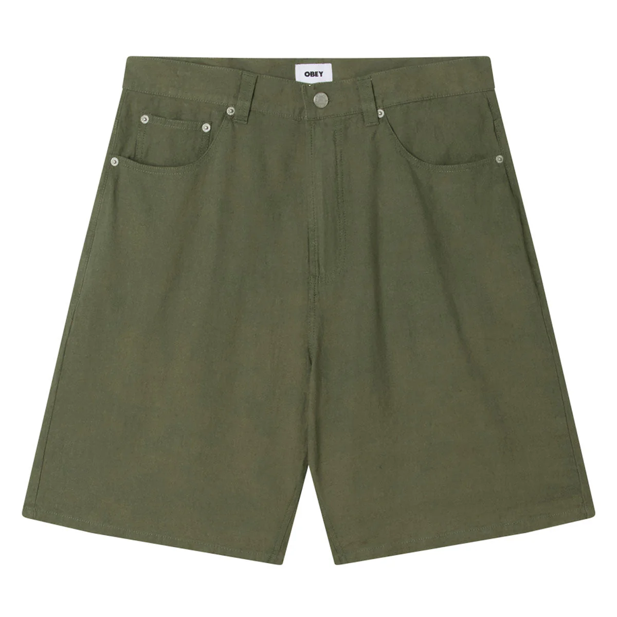 Obey Baggy Linen Devin Shorts - Smokey Olive