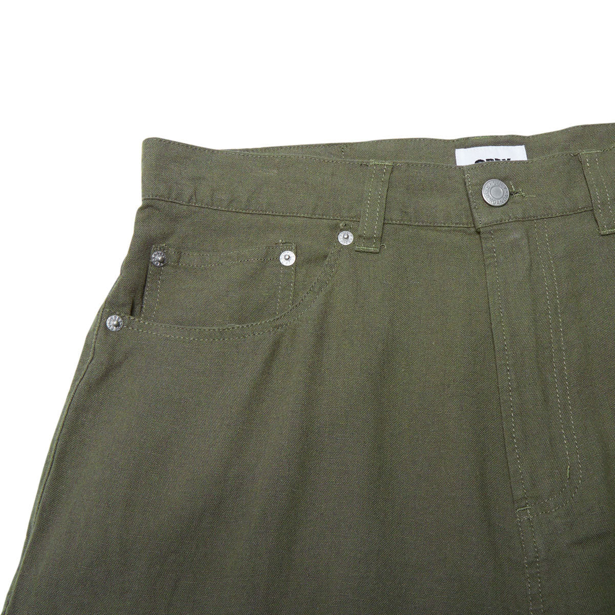 Obey Baggy Linen Devin Shorts - Smokey Olive - Image 3
