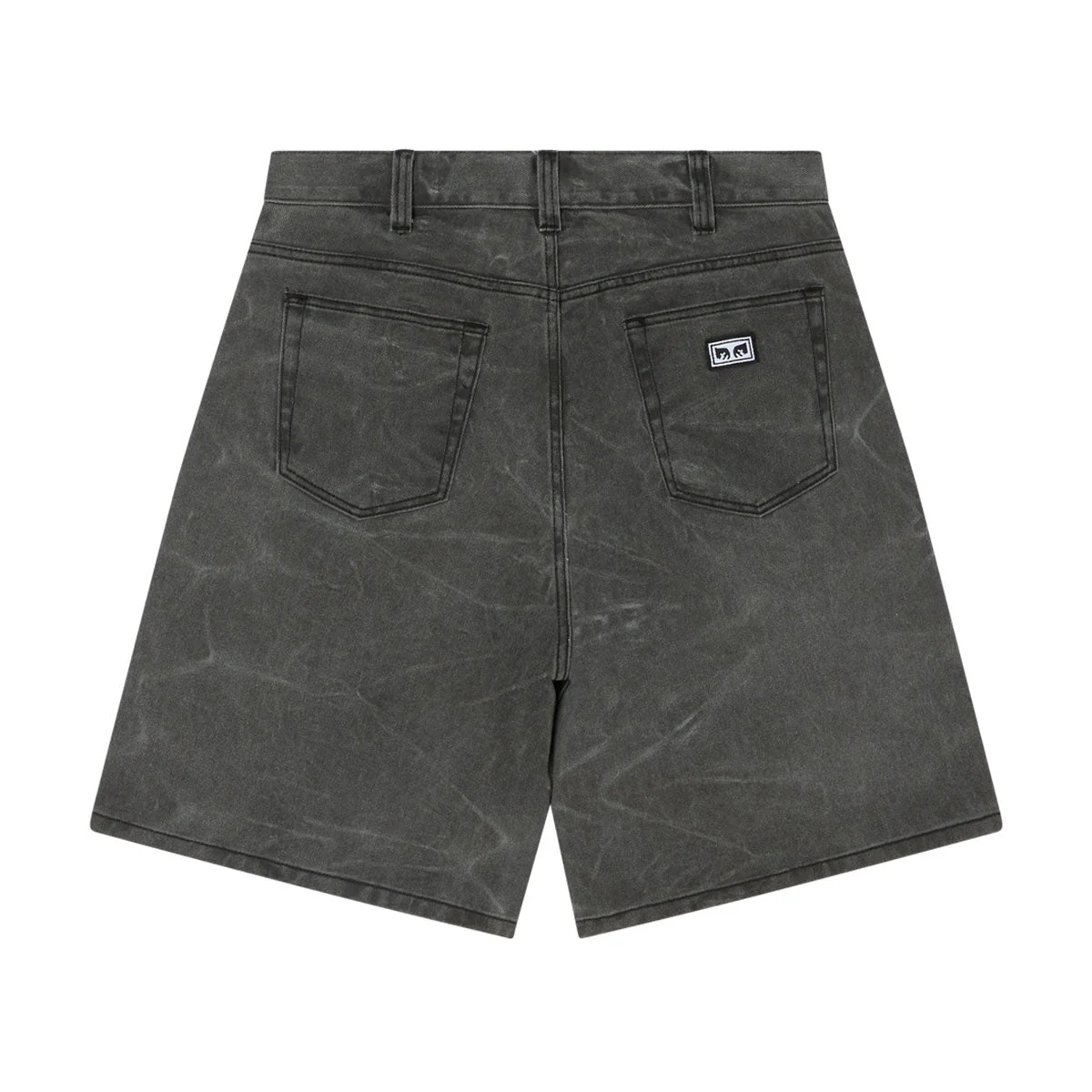 Obey Bigwig Baggy Denim Shorts - Black Wrinkle Wash - Image 2