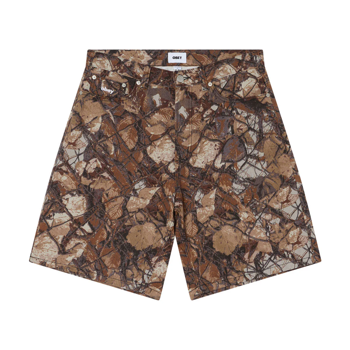 Obey Bigwig Baggy Denim Shorts - Fence Camo