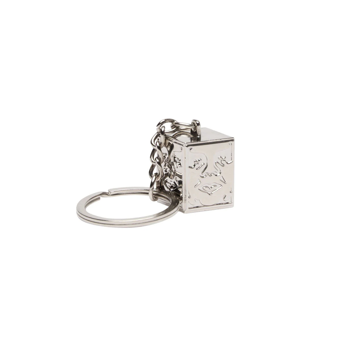 Obey Icon Face Cube Keychain - Silver