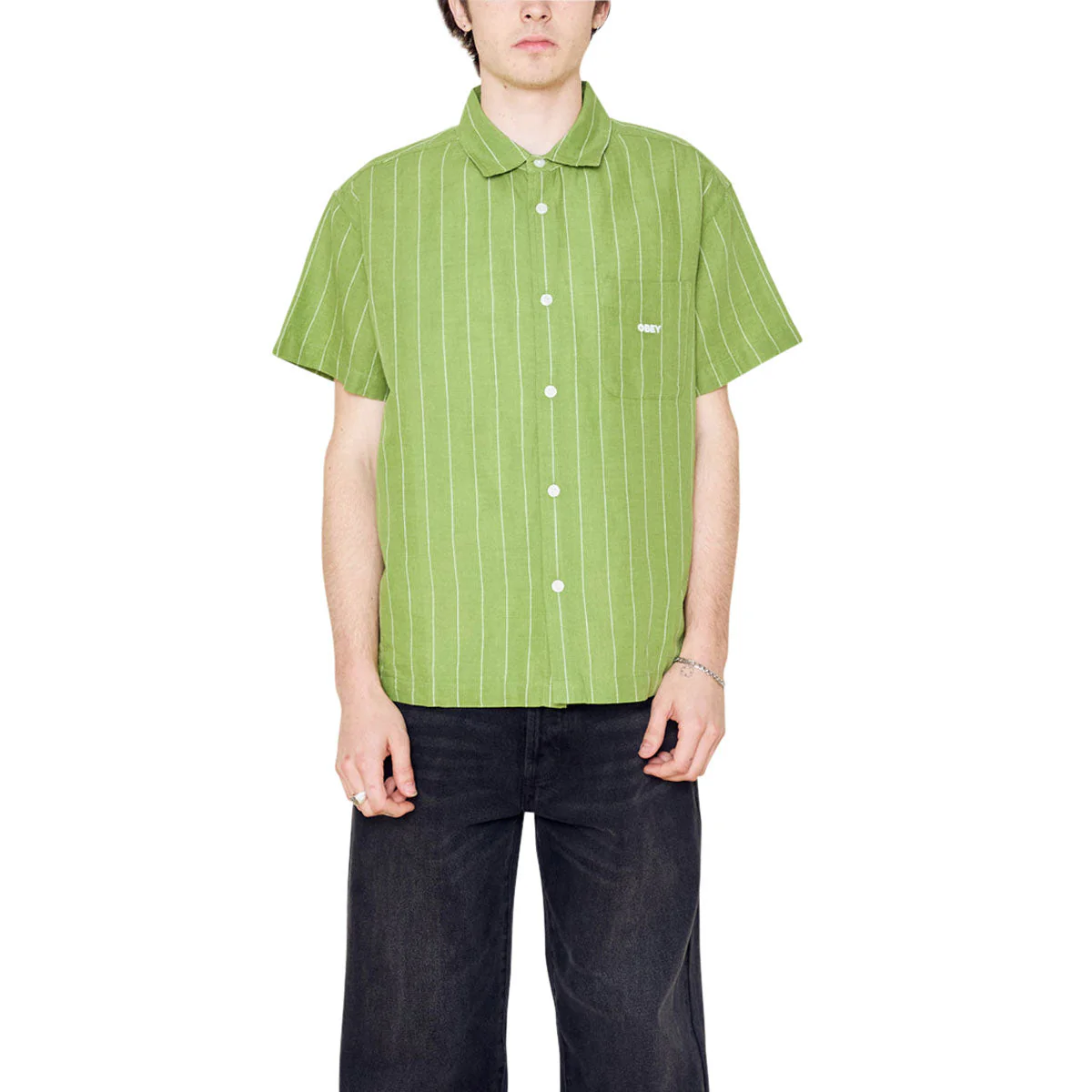 Obey Joe Woven Shirt - Piquant Green Multi - Image 4