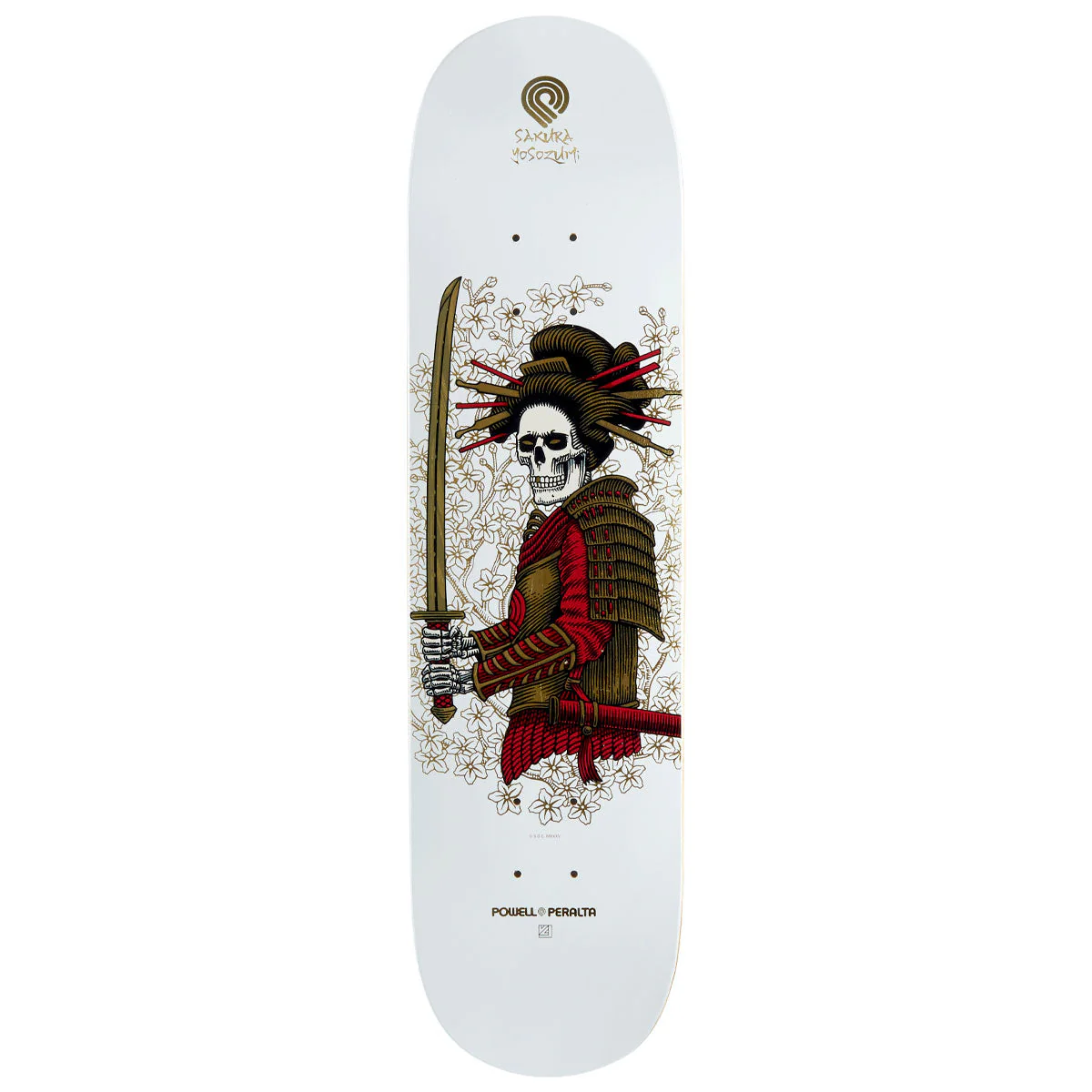 Powell-Peralta Sakura Yosozumi Onna-Bugeisha Skateboard Deck - White/Gold Foil - 8.00"