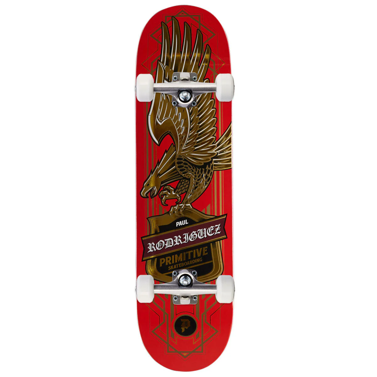 Primitive Rodriguez All-Star Eagle Skateboard Complete - Red/Gold Foil - 8.25"