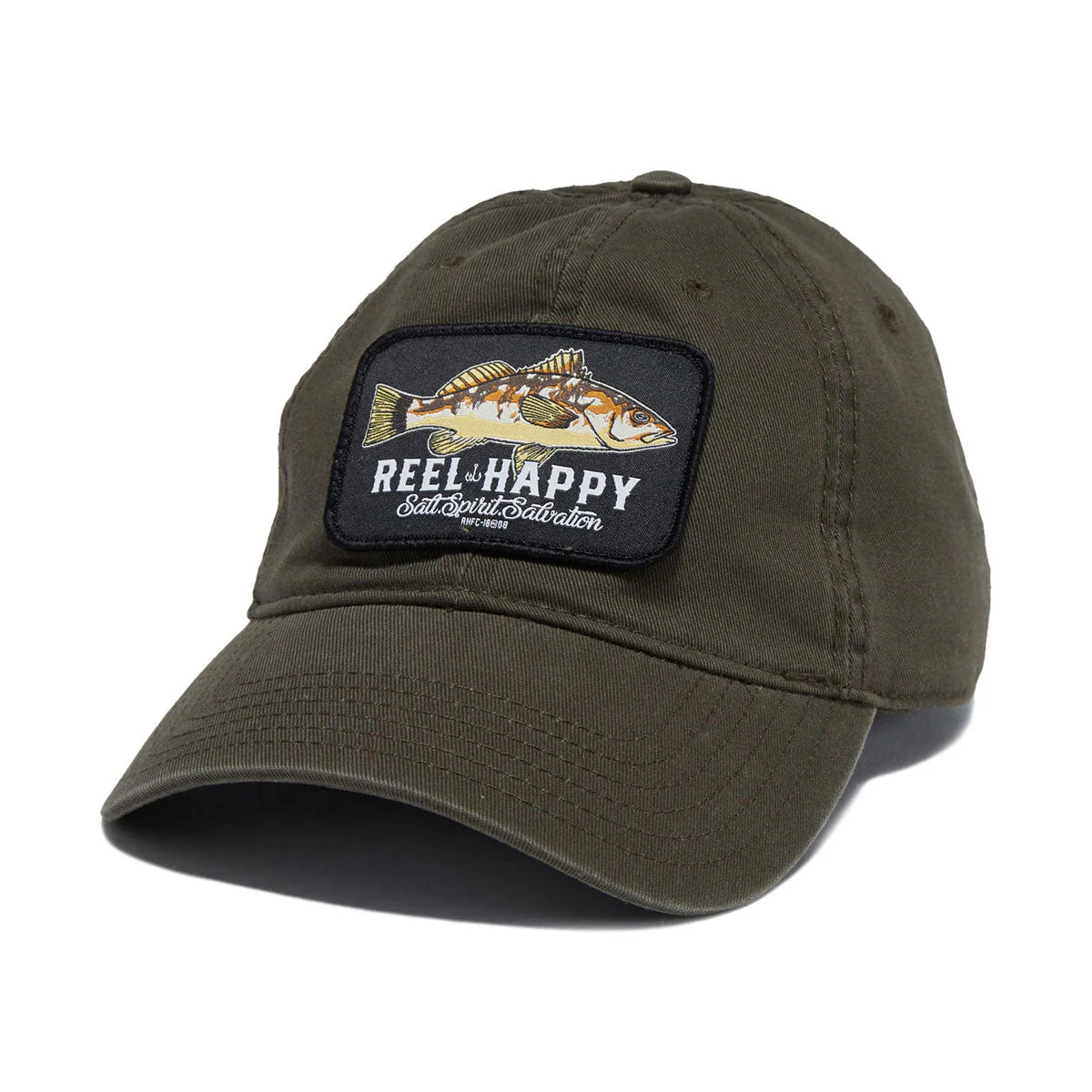 Reel Happy Calico Dad Hat - Olive Green