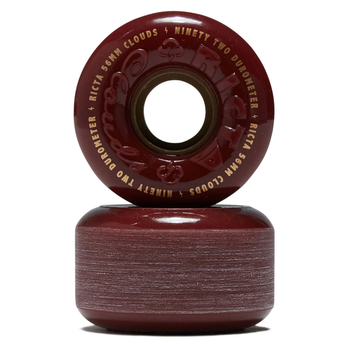 Ricta Clouds 92a Skateboard Wheels - Maroon/Gold - 56mm - Image 2