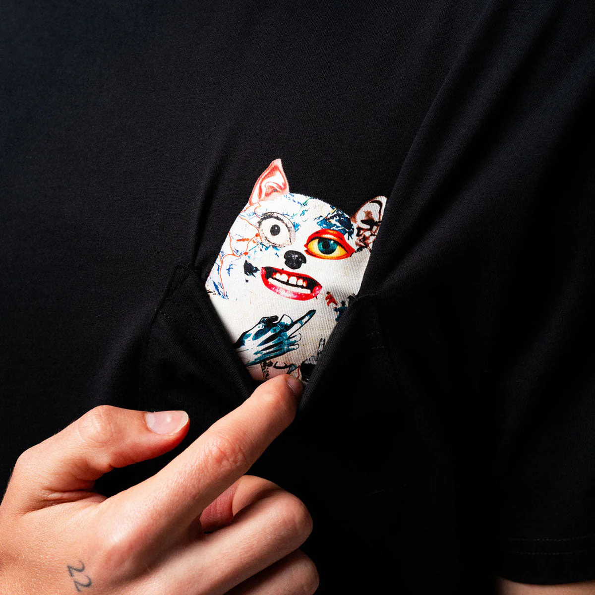RIPNDIP Lord Nermal Collage Pocket T-Shirt - Black - Image 2