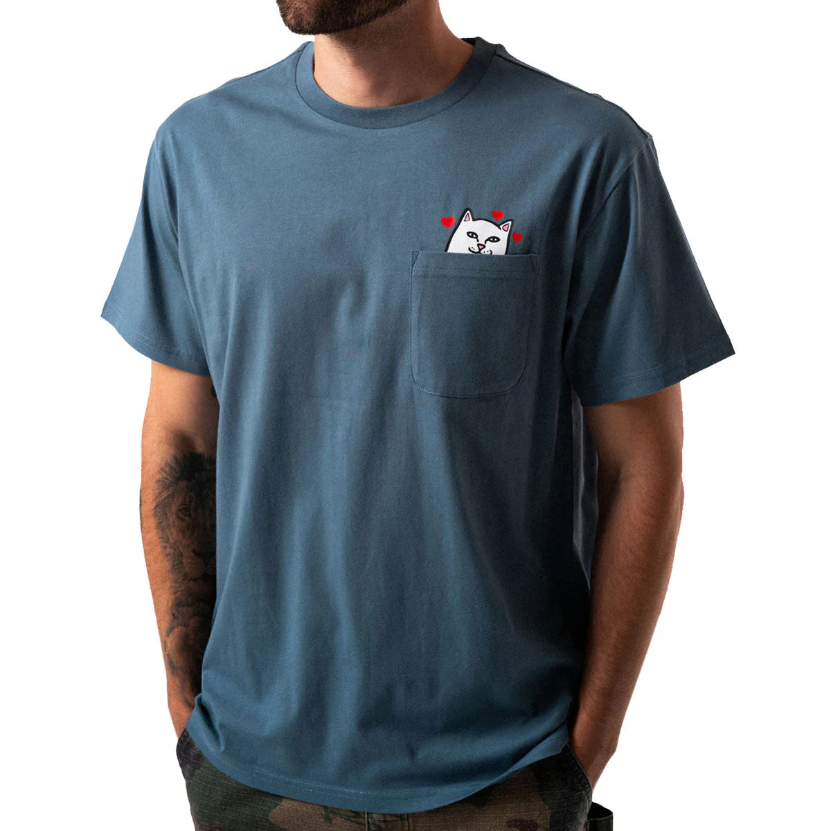 RIPNDIP Nermal Loves Pocket T-Shirt - Slate - Image 2