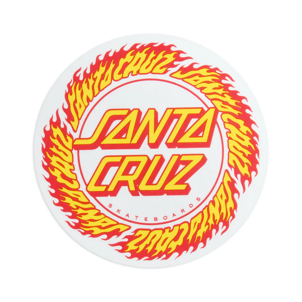 Santa Cruz Flame Ringed Dot Clear 3.5" Sticker - Red/Yellow
