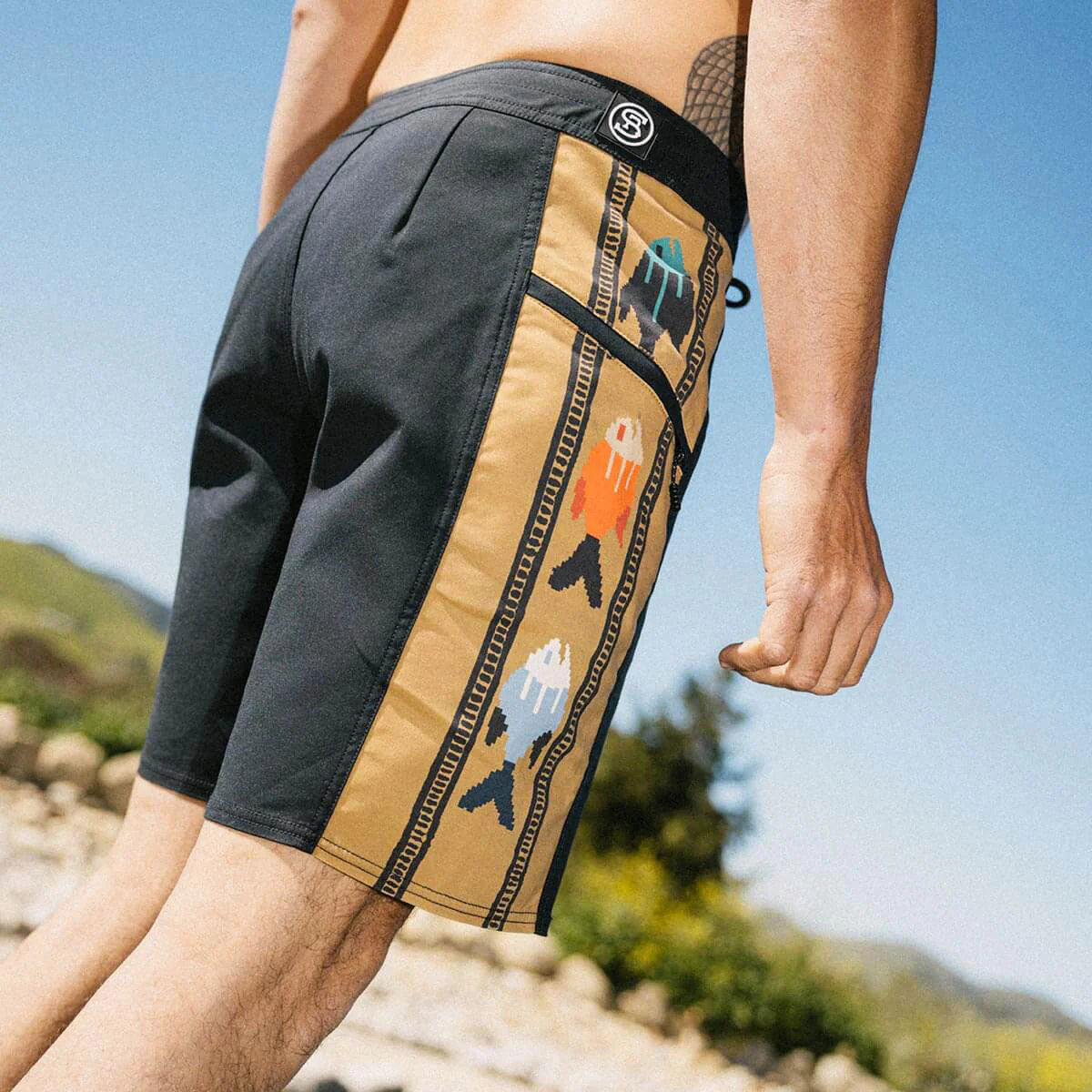 Seager Capo Panel Boardshorts - Upstream Black - Image 5