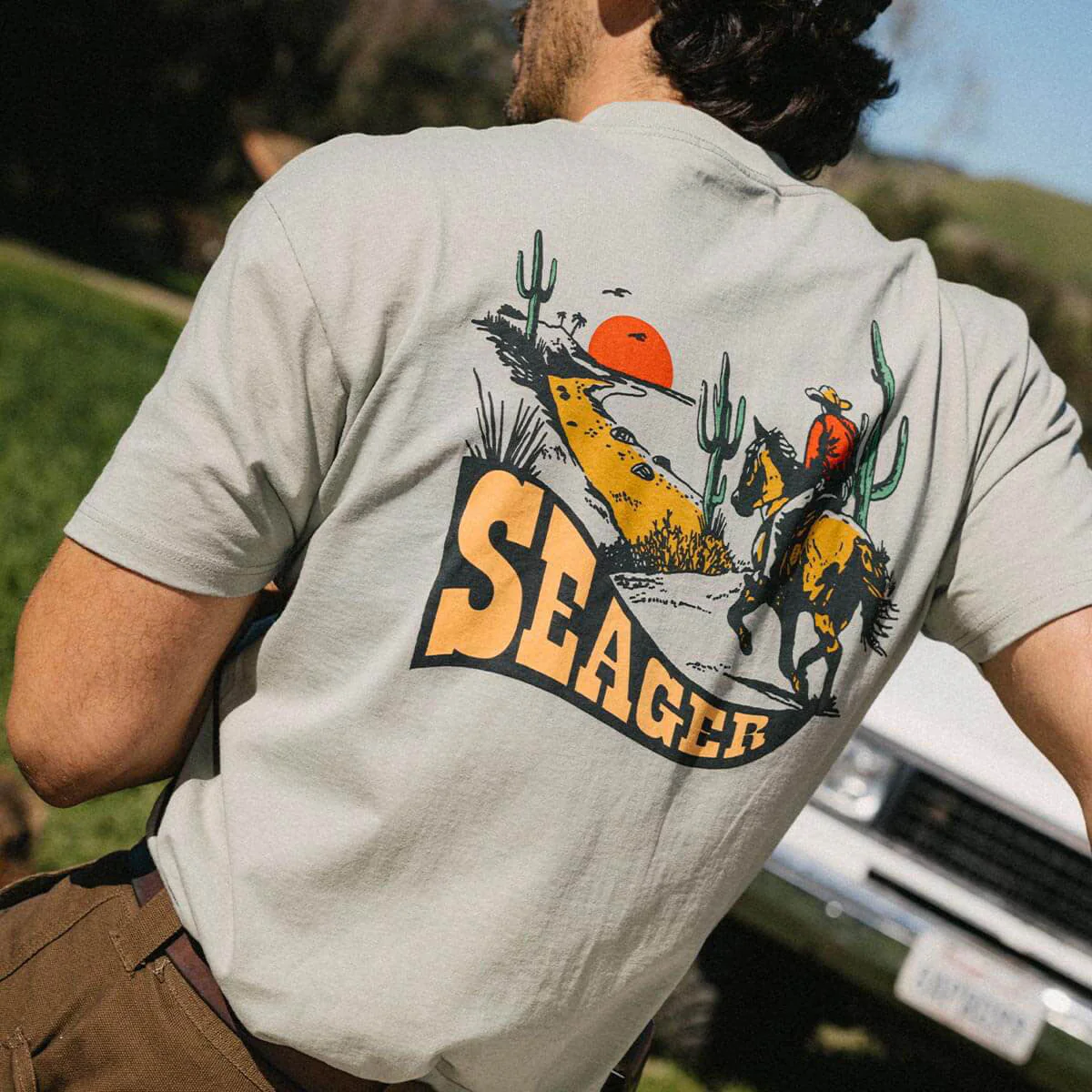 Seager Long Ride T-Shirt - Desert Green - Image 4