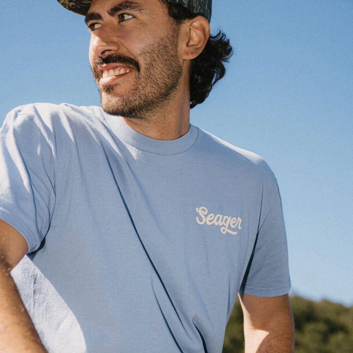 Seager Russ T-Shirt - Faded Denim - Image 3
