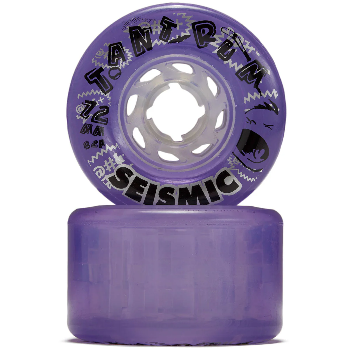 Seismic Tantrum 82a Longboard Wheels - Clear Purple - 72mm - Image 2