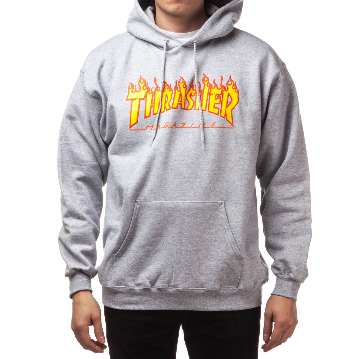 Thrasher Flame Hoodie - Grey