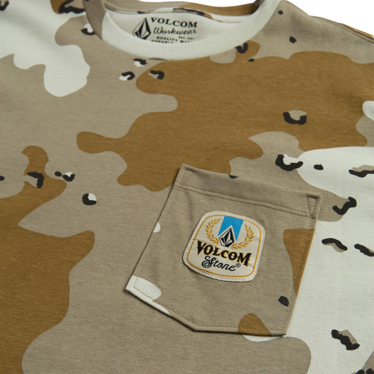 Volcom Desert Beers Pocket T-Shirt - Light Khaki - Image 3