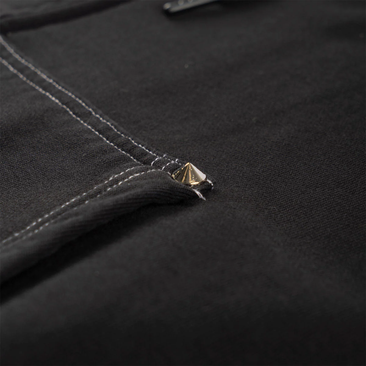 Welcome Vamp Cropped Studded Zip Hoodie - Black - Image 3
