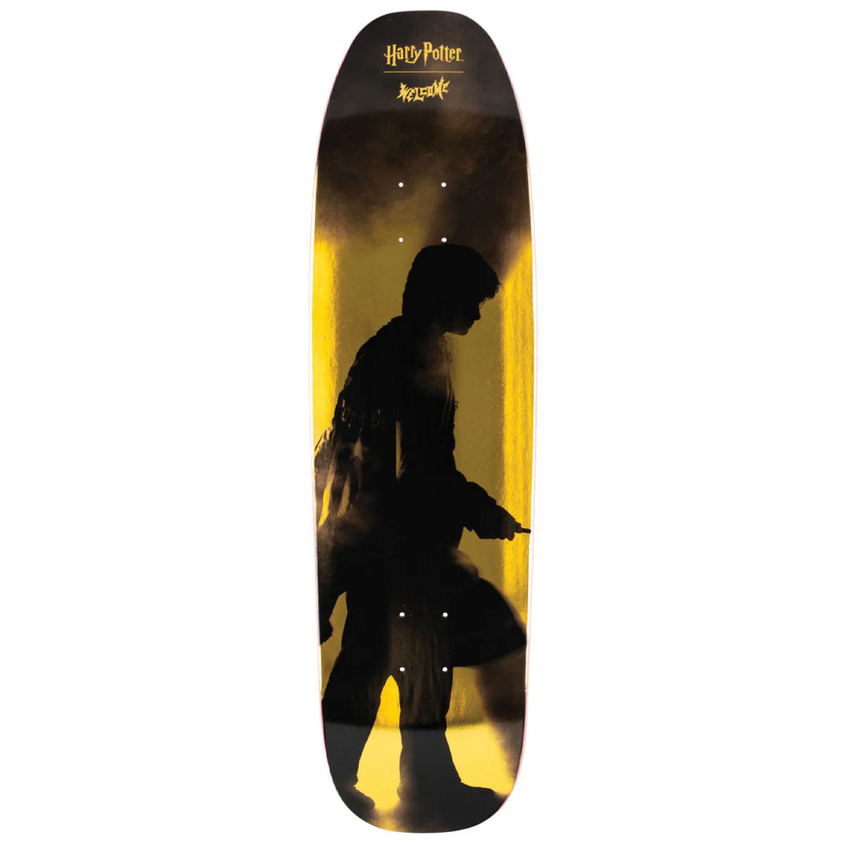 Welcome x Harry Potter Seeker On Nimbus 5000 Skateboard Deck - Gold Foil - 8.75"