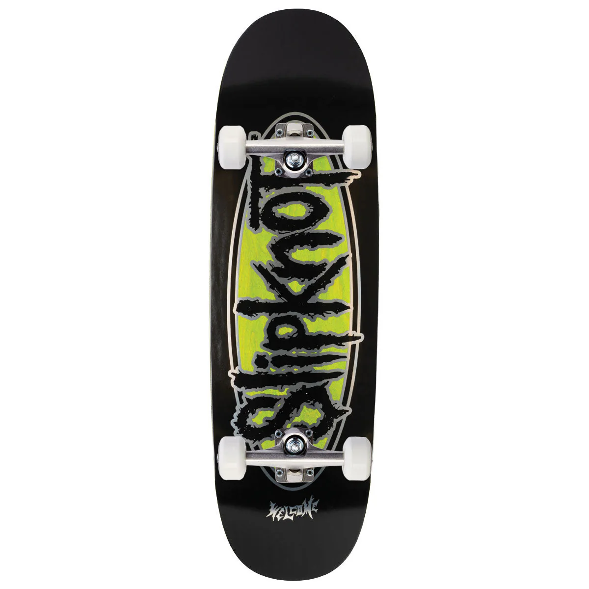 Welcome x Slipknot Oval Logo On Boline 2.0 Skateboard Complete - Black/Green Stain - 9.50"