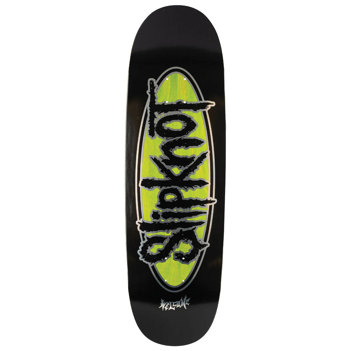 Welcome x Slipknot Oval Logo On Boline 2.0 Skateboard Deck - Black/Green Stain - 9.50"